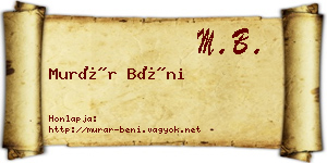 Murár Béni névjegykártya